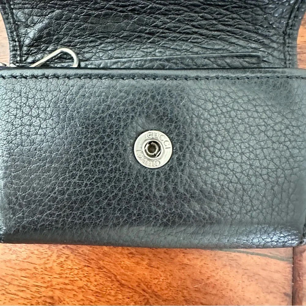 Authentic Vintage Gucci Black Leather Key Case & Card Holder